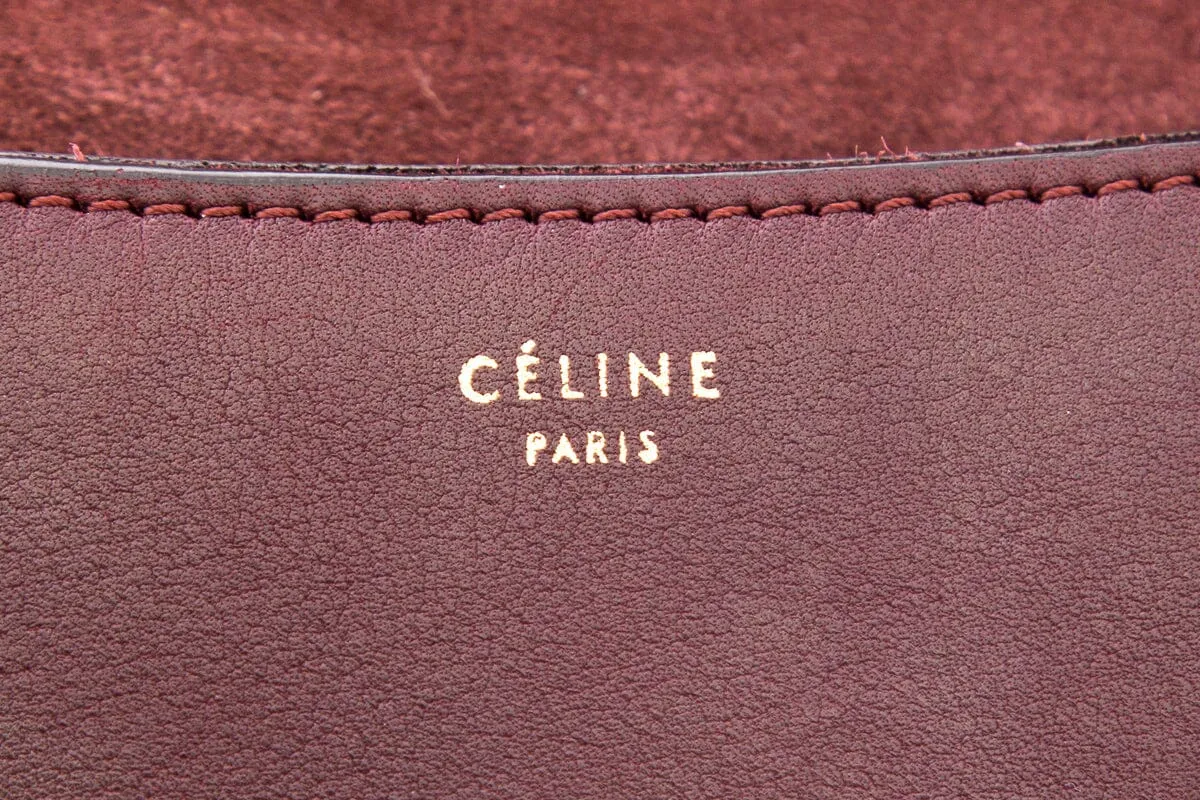 Celine Maroon & Grey Flap Envelope Handbag