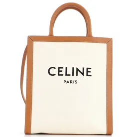 CELINE Vertical Cabas Tote Canvas with Leather Small