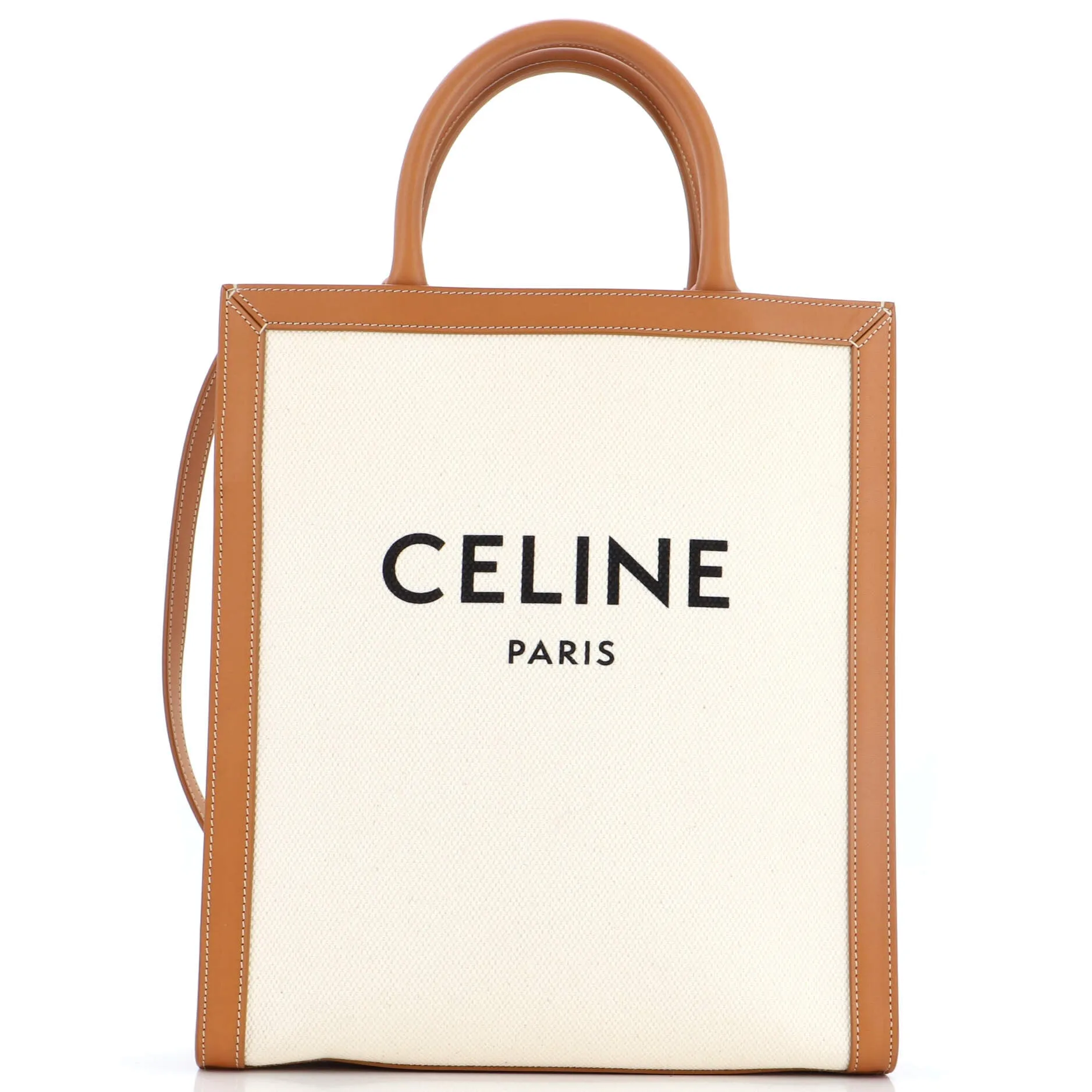 CELINE Vertical Cabas Tote Canvas with Leather Small