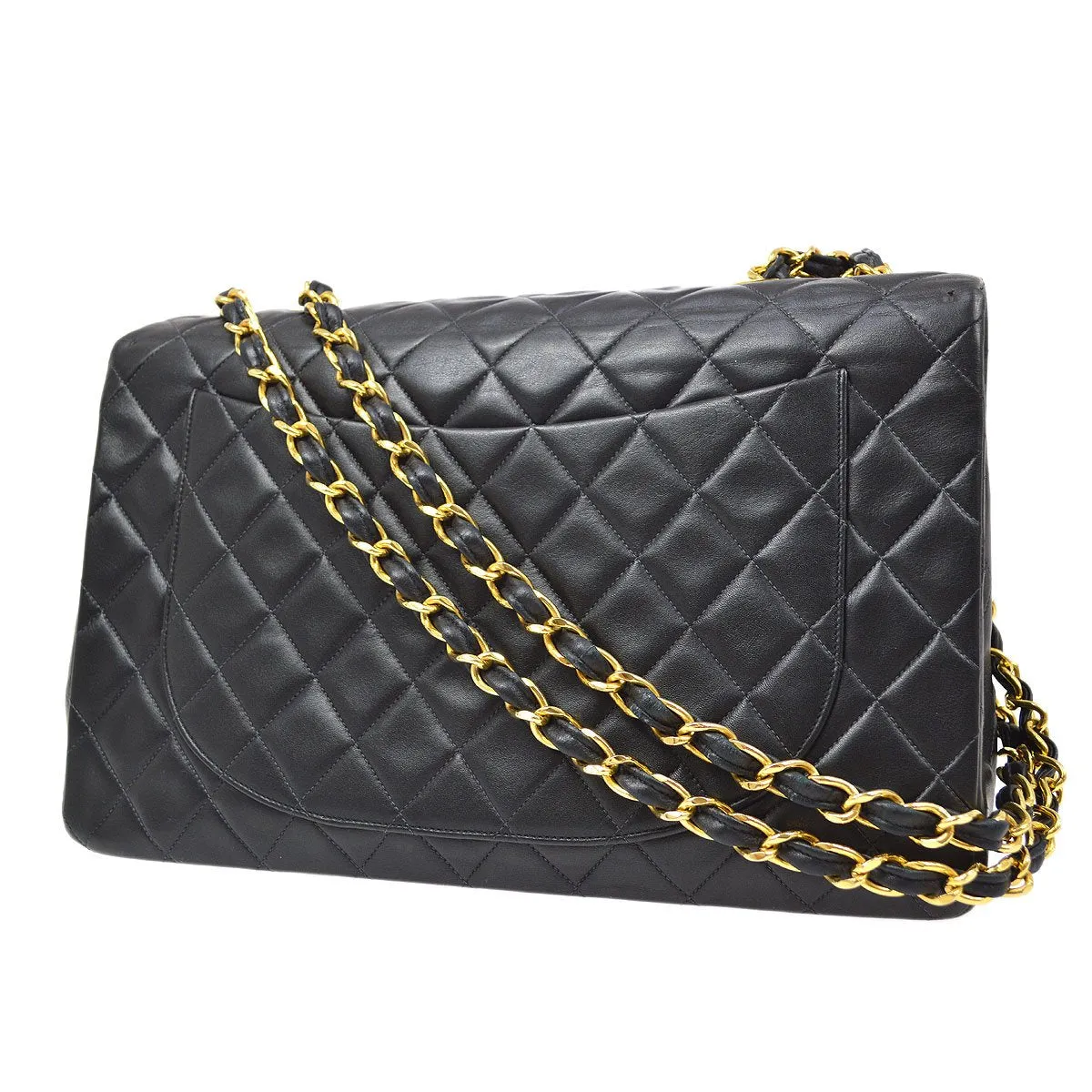 CHANEL 1991-1994 Classic Flap Maxi Black Lambskin 90420