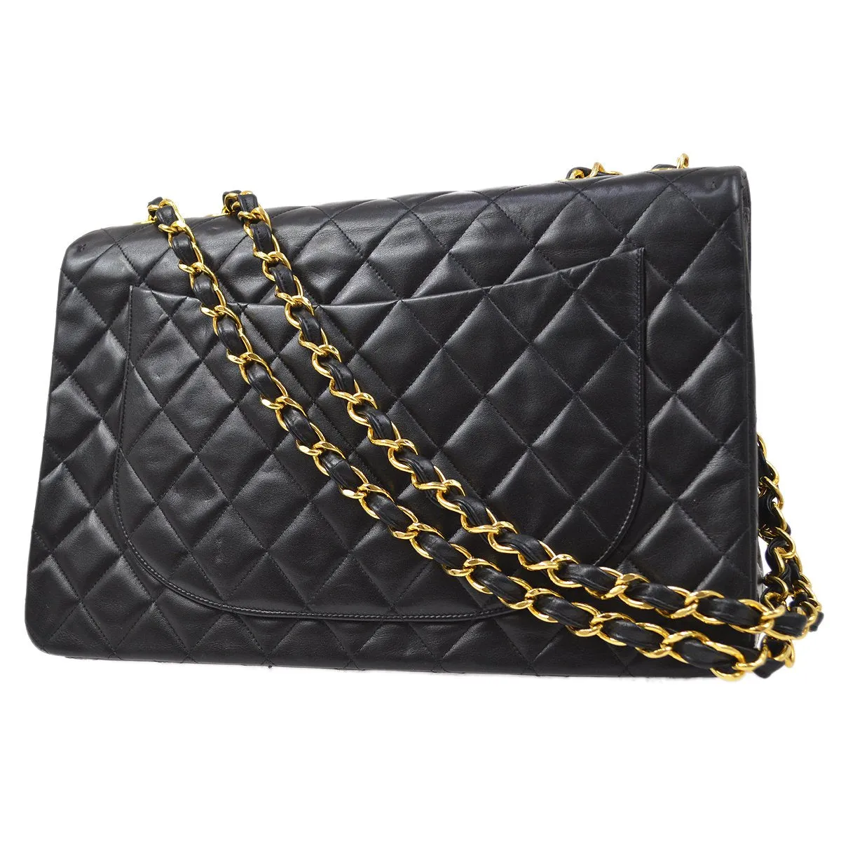 Chanel 1994-1996 Classic Flap Maxi Black Lambskin 70688