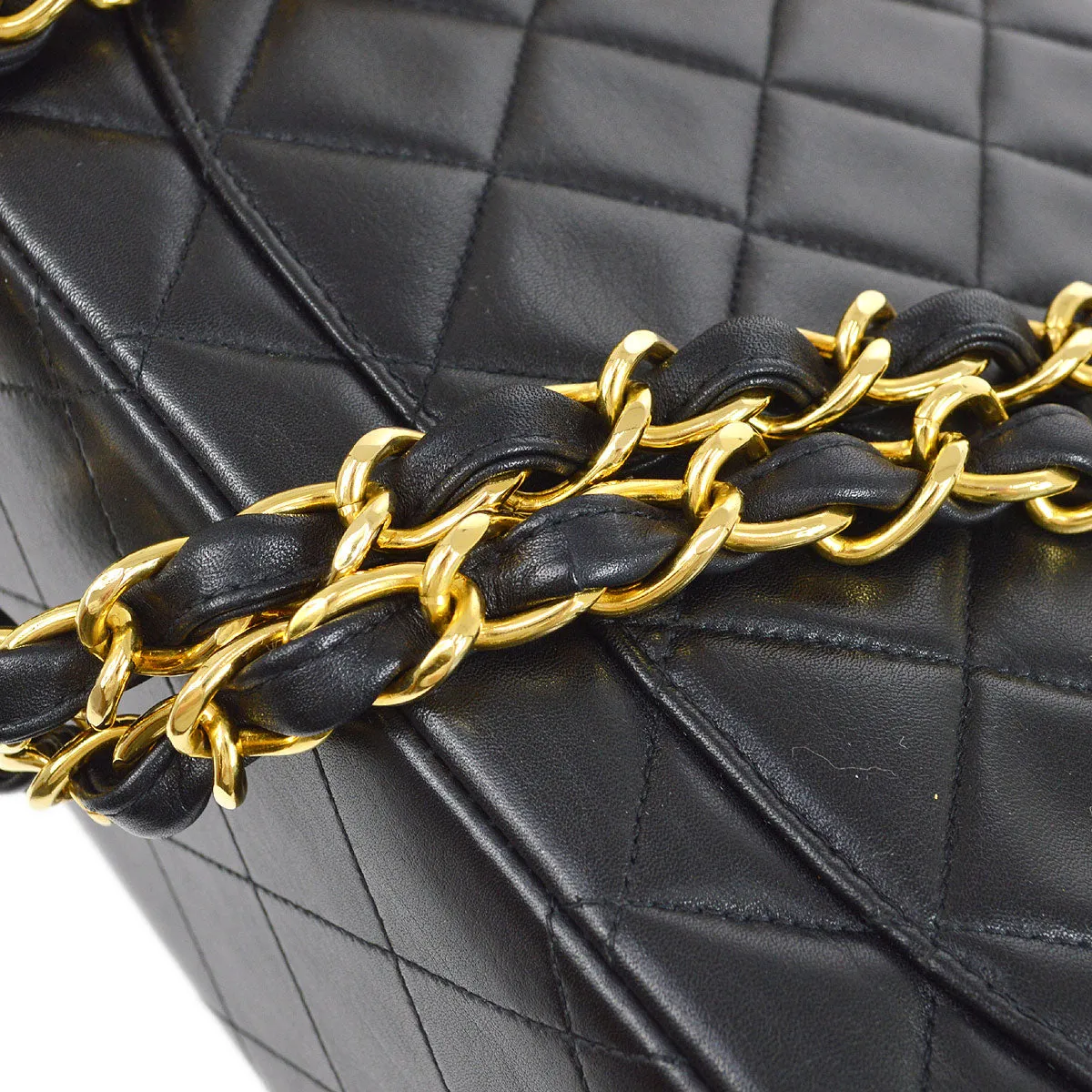 Chanel Classic Flap Maxi Chain Shoulder Bag Black Lambskin 94639