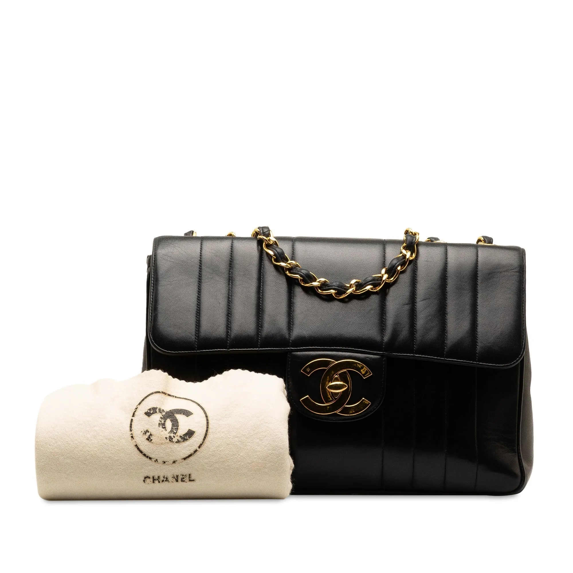 Chanel Jumbo Vertical Quilt Lambskin Single Flap Shoulder Bag