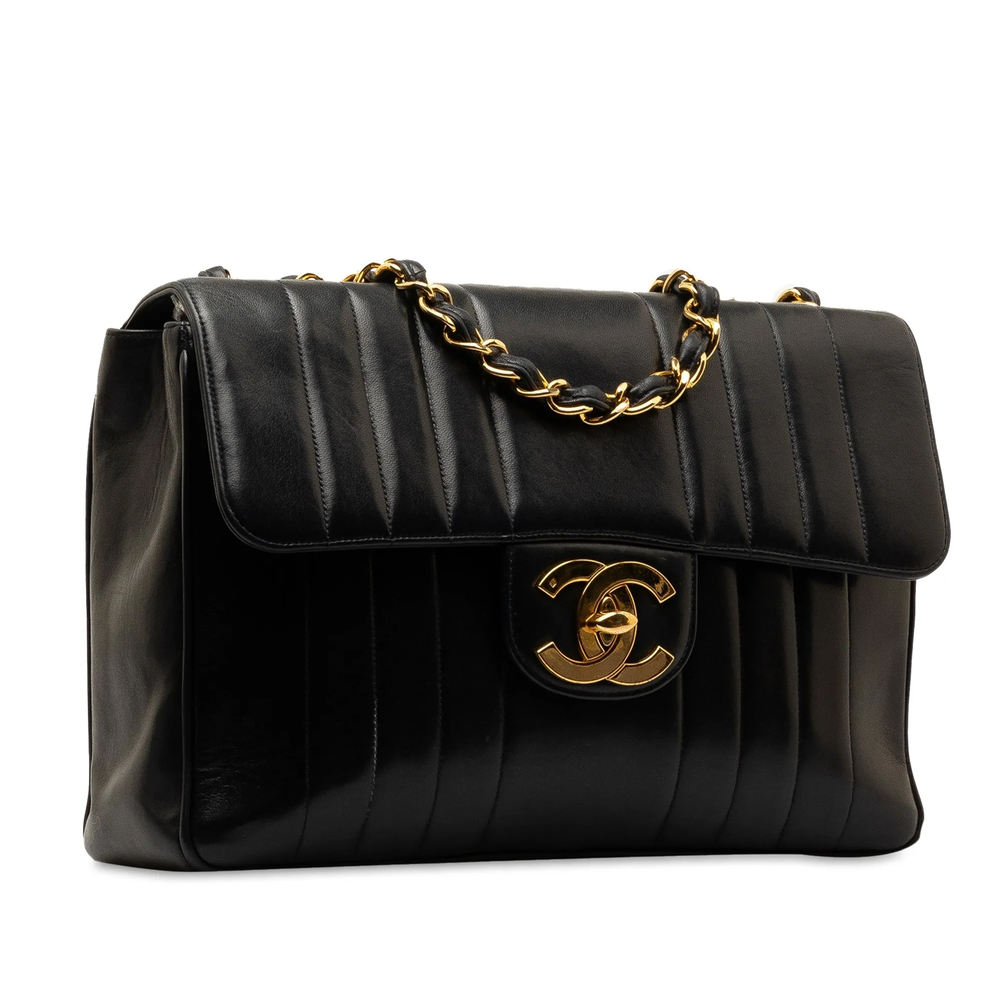 Chanel Jumbo Vertical Quilt Lambskin Single Flap Shoulder Bag