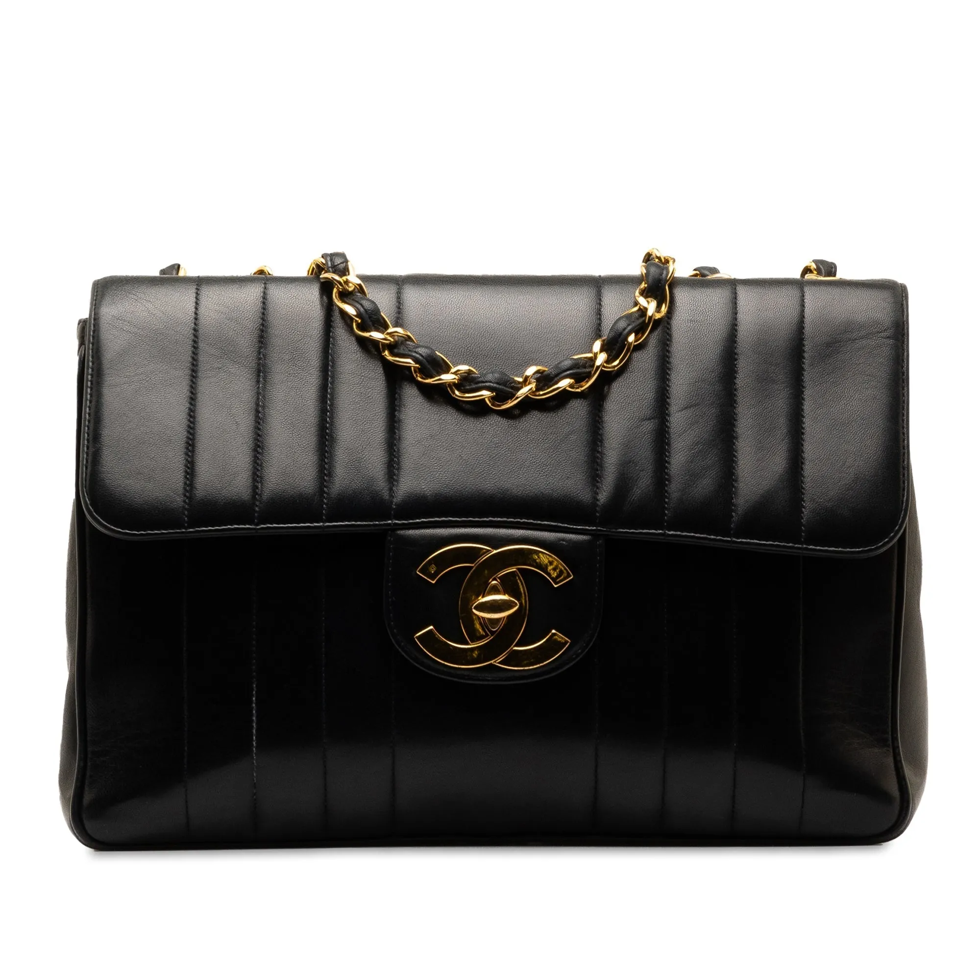 Chanel Jumbo Vertical Quilt Lambskin Single Flap Shoulder Bag