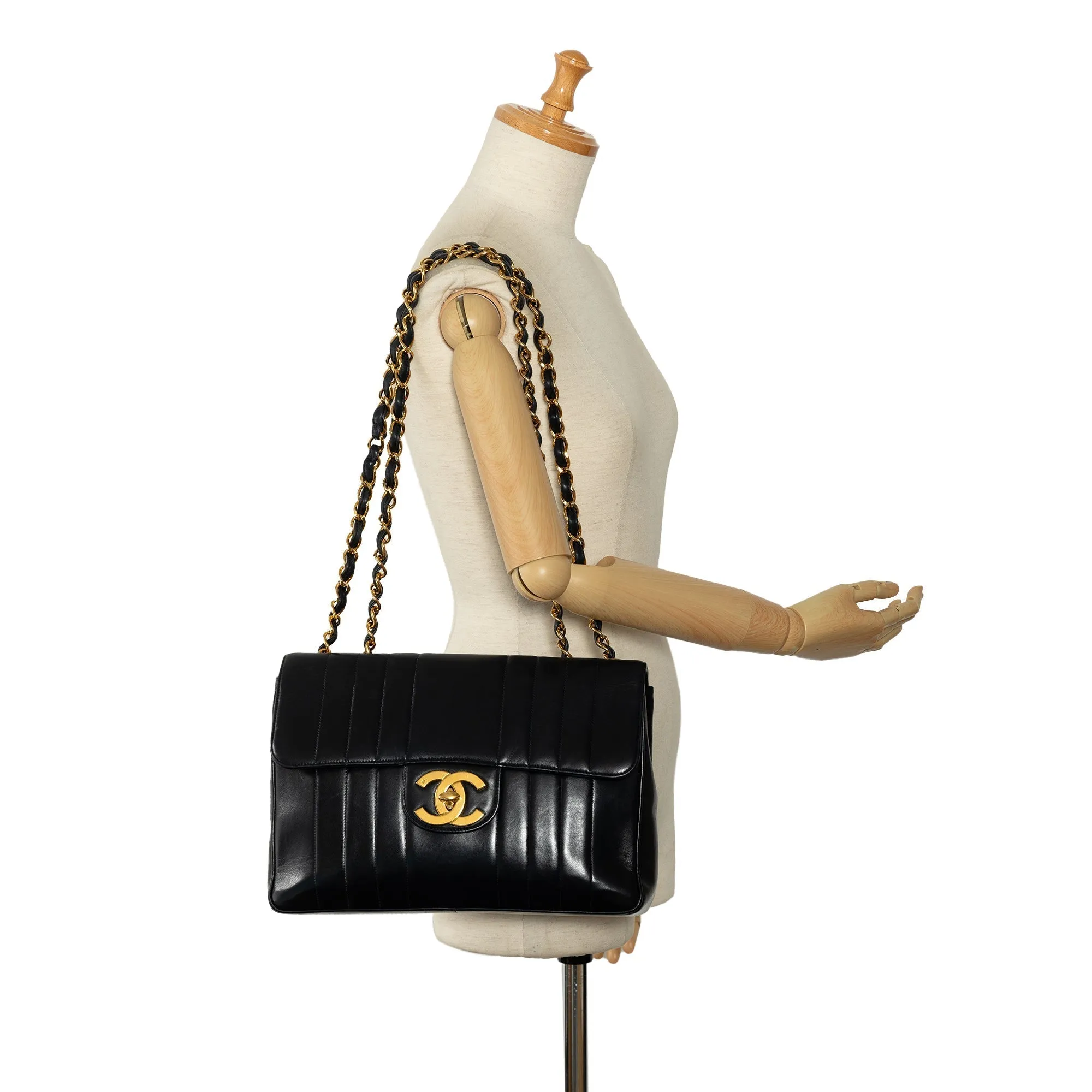 Chanel Jumbo Vertical Quilt Lambskin Single Flap Shoulder Bag