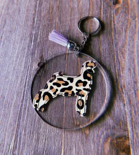 Cheetah Print Goat Clear Circle Keychain