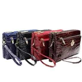 Chic Plaid PU Simulated Diamond Crown Pattern Zipper Handbag With 3 Layers