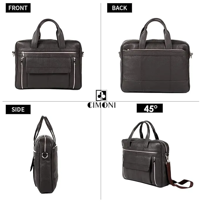 CIMONI® Premium Genuine Leather Laptop Bag Office Top Handle Messenger Bag