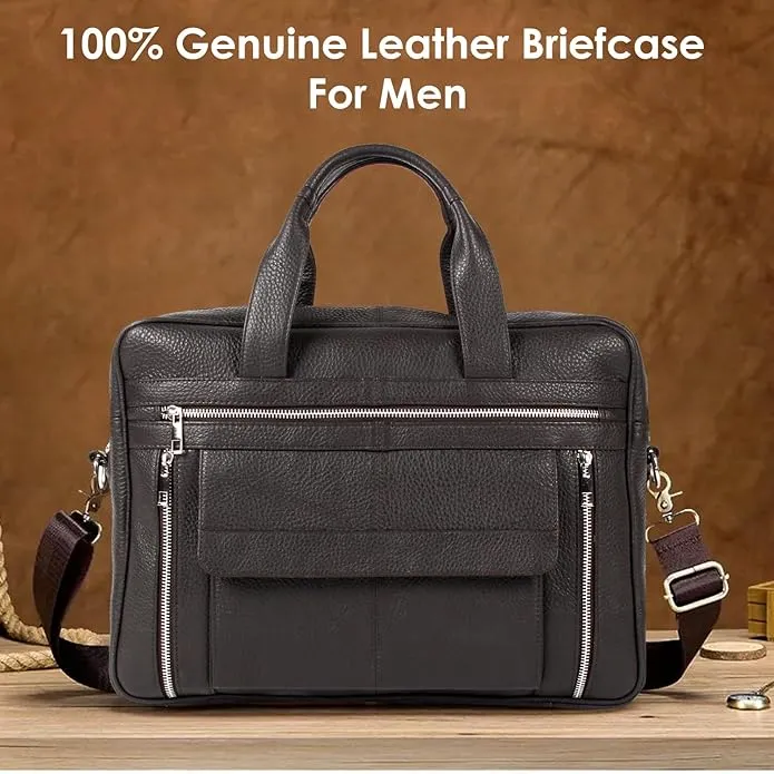 CIMONI® Premium Genuine Leather Laptop Bag Office Top Handle Messenger Bag