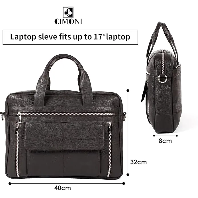 CIMONI® Premium Genuine Leather Laptop Bag Office Top Handle Messenger Bag