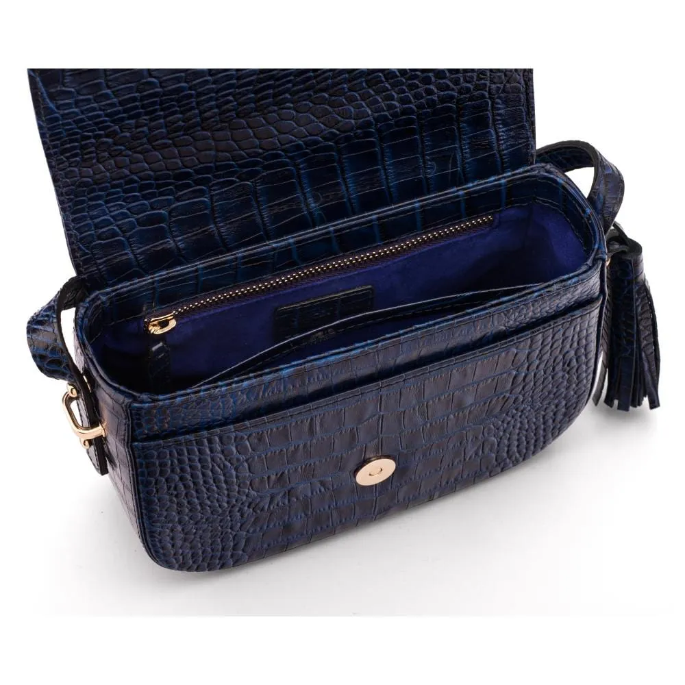 Clarice Tassel Bag - Navy Croc