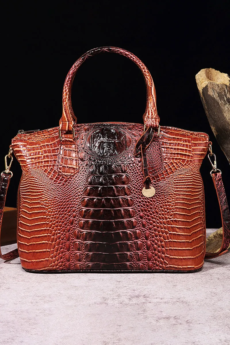 CLASSY CROCODILE PATTERN TOP HANDLE BAG