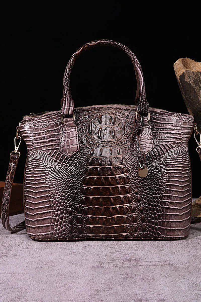 CLASSY CROCODILE PATTERN TOP HANDLE BAG