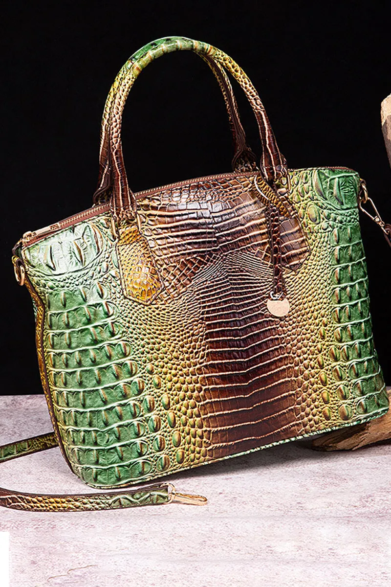 CLASSY CROCODILE PATTERN TOP HANDLE BAG