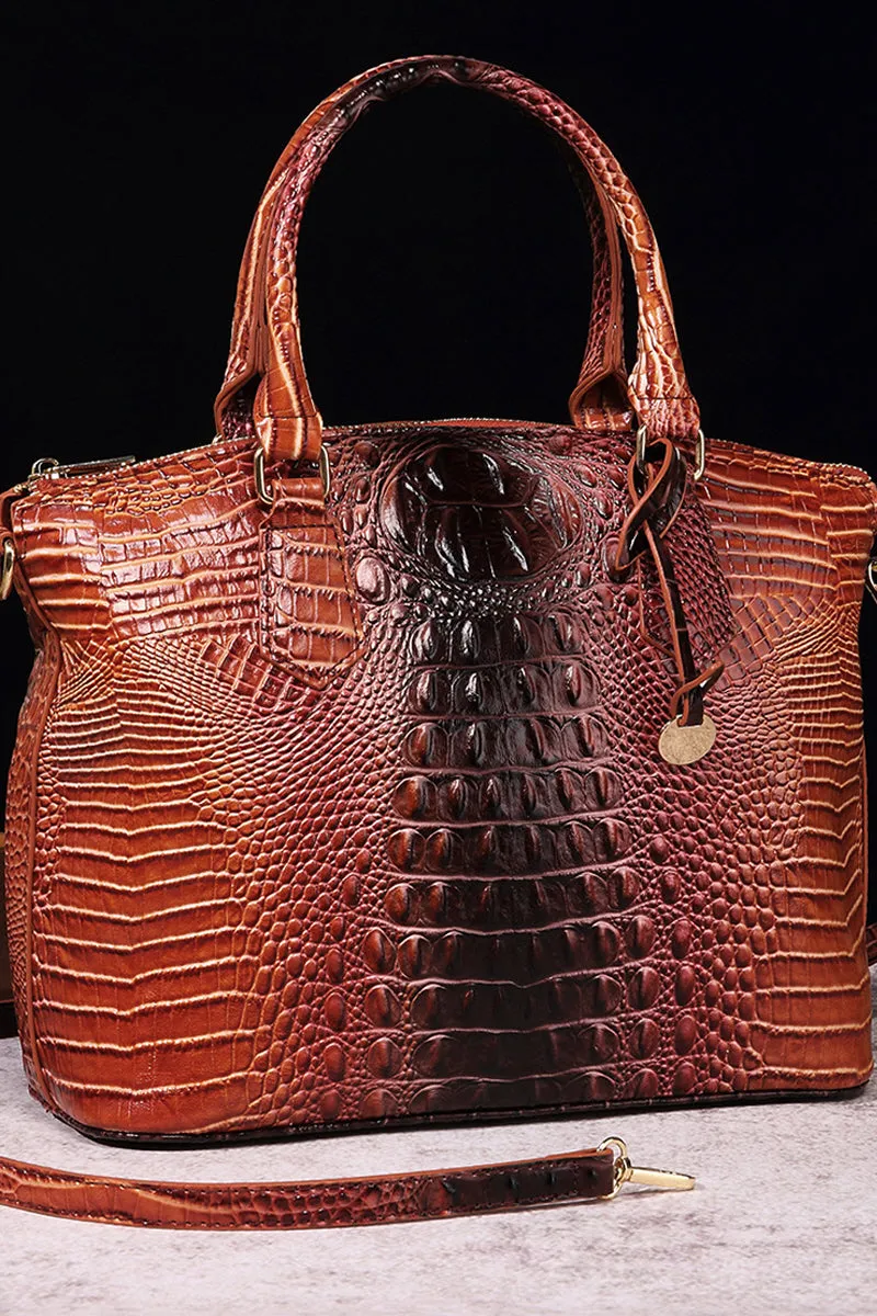 CLASSY CROCODILE PATTERN TOP HANDLE BAG