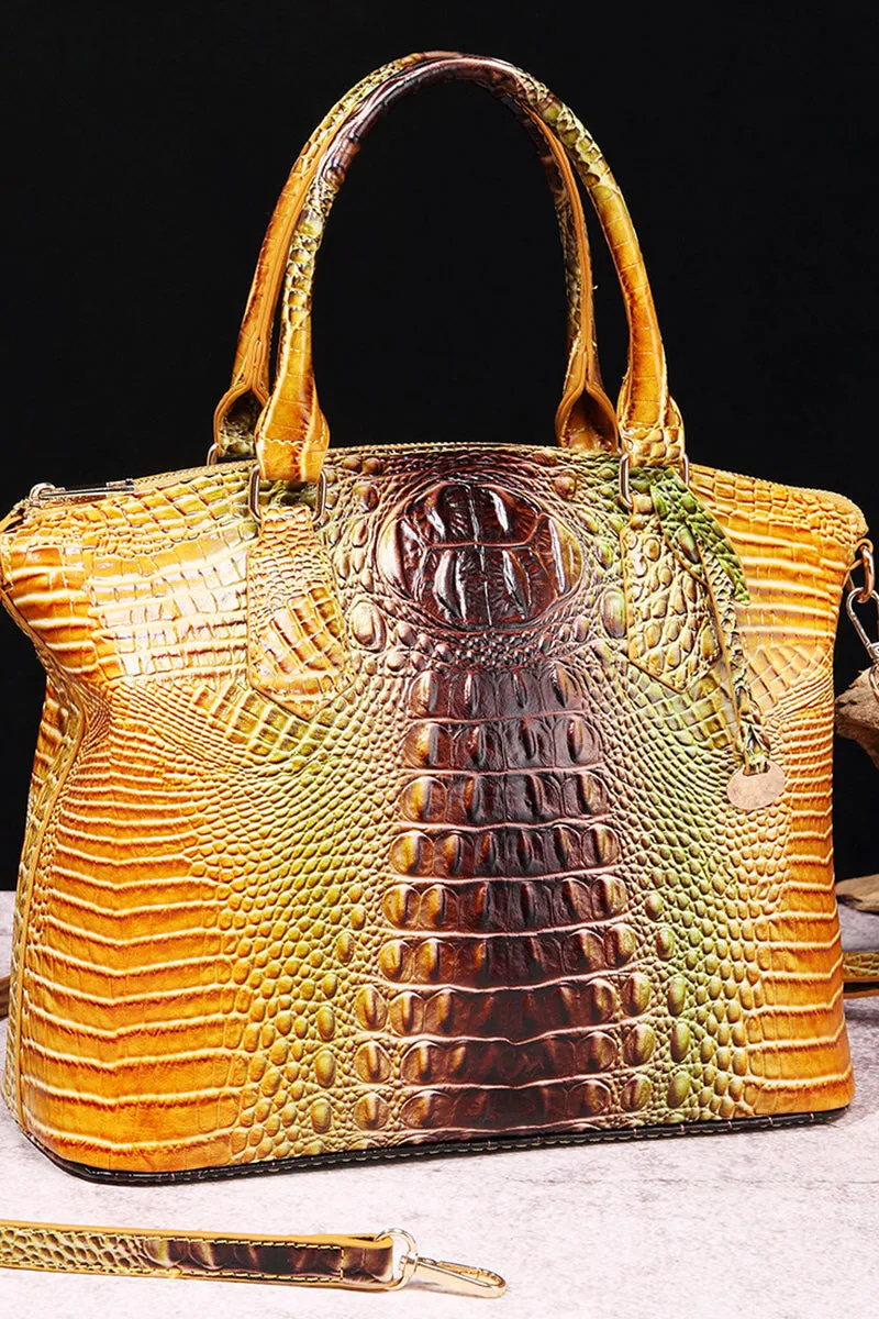 CLASSY CROCODILE PATTERN TOP HANDLE BAG