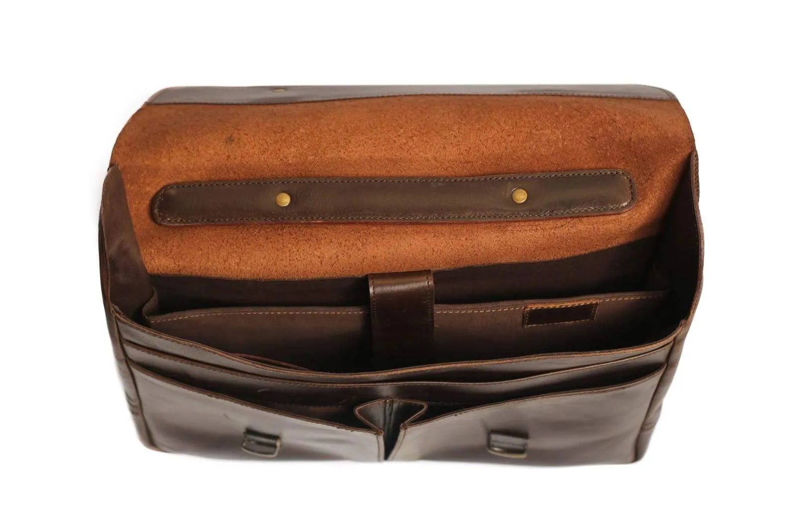 Commuter 14" leather messenger bag - Antique Brown