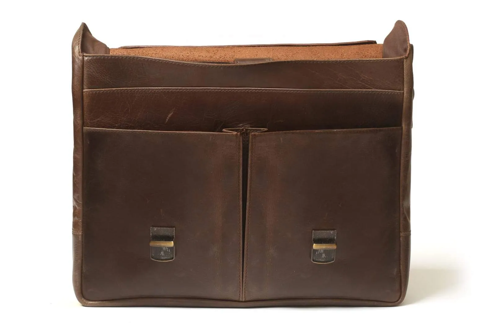 Commuter 14" leather messenger bag - Antique Brown