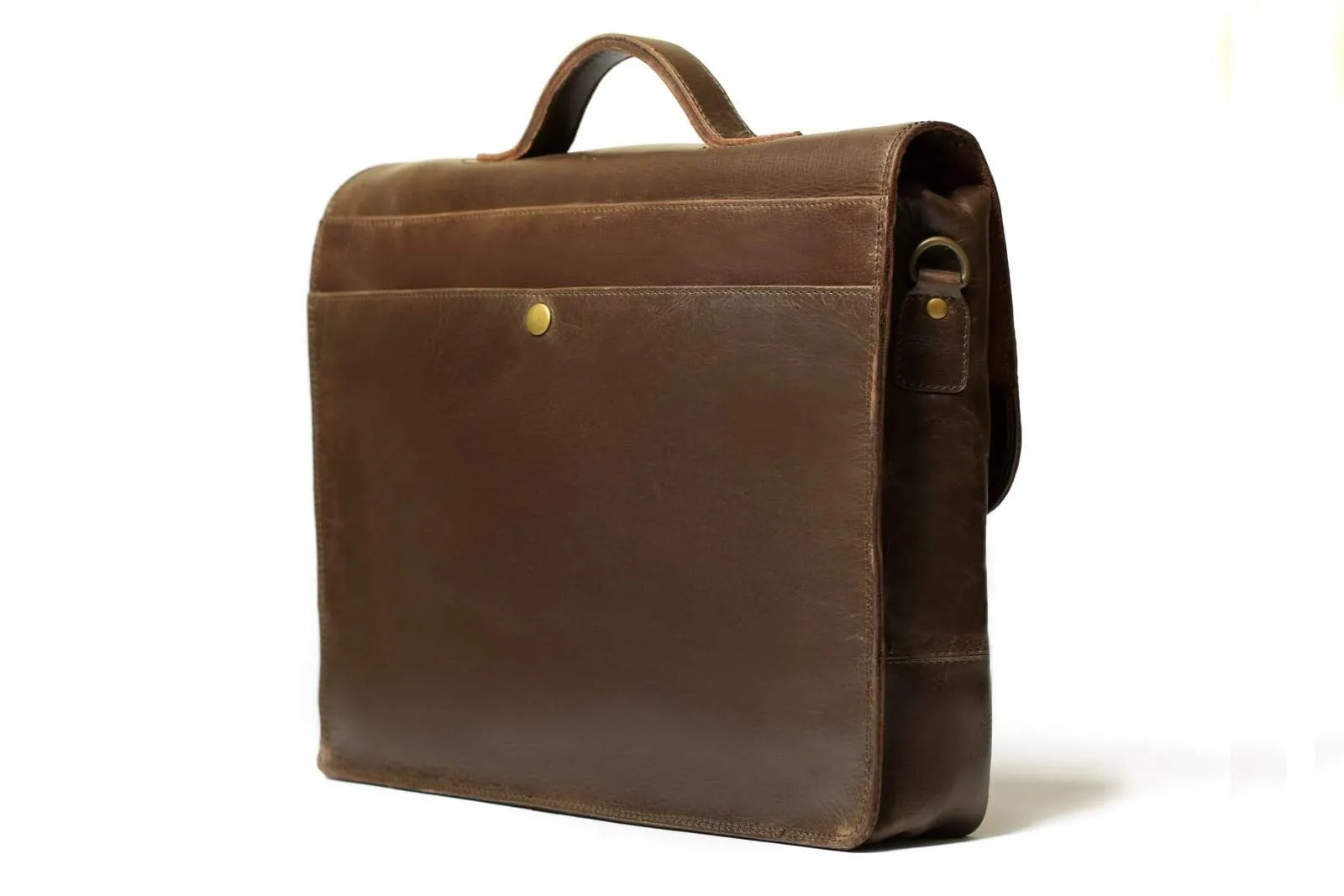 Commuter 14" leather messenger bag - Antique Brown