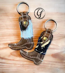 Cowboy Boot Leather and Cowhide Keychains