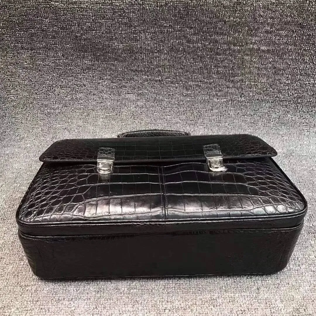 Crocodile Belly Leather Lock  Briefcase