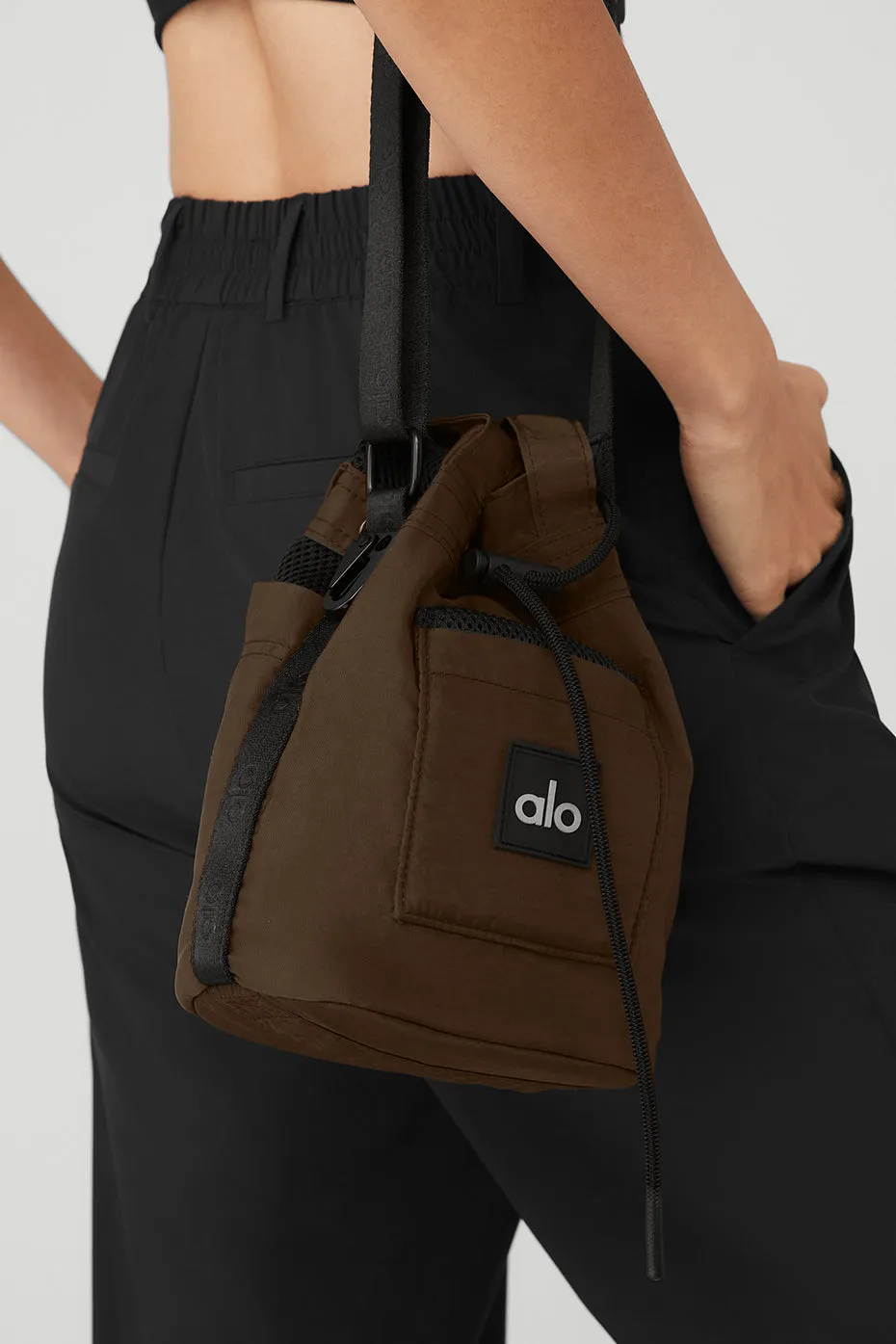 Cross Body Bucket Bag - Espresso/Black