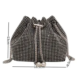 Diamond Decor Draw String Bucket Bag