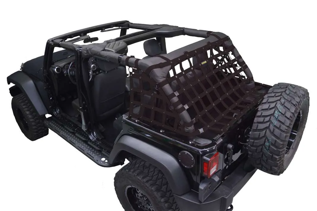 DIRTYDOG4x4 Netting 3pc Kit Cargo Sides, Black, 4-Door Only for 07-18 Jeep Wrangler JK Unlimited (BLOW OUT)