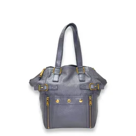 Downtown Grey Tote Bag in Calfskin, Gold hardware