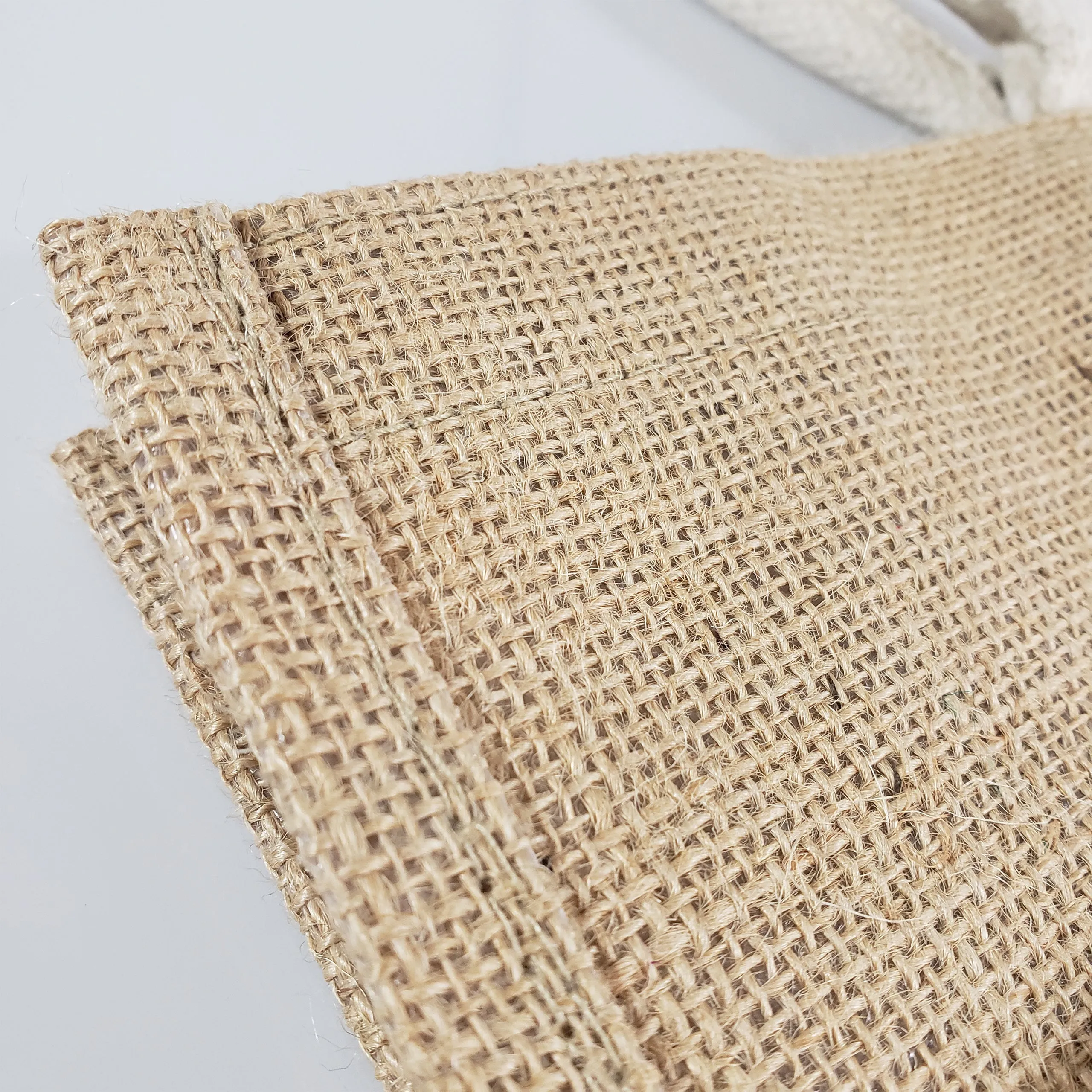 Easy-to-Decorate Jute Tote Bags with Canvas Front Pocket - TJ314