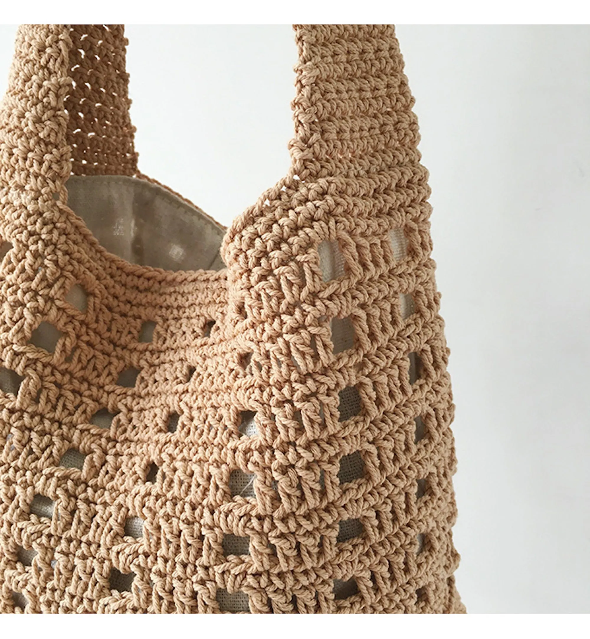 Elena Handbags Medium Crochet Cotton Bucket Bag