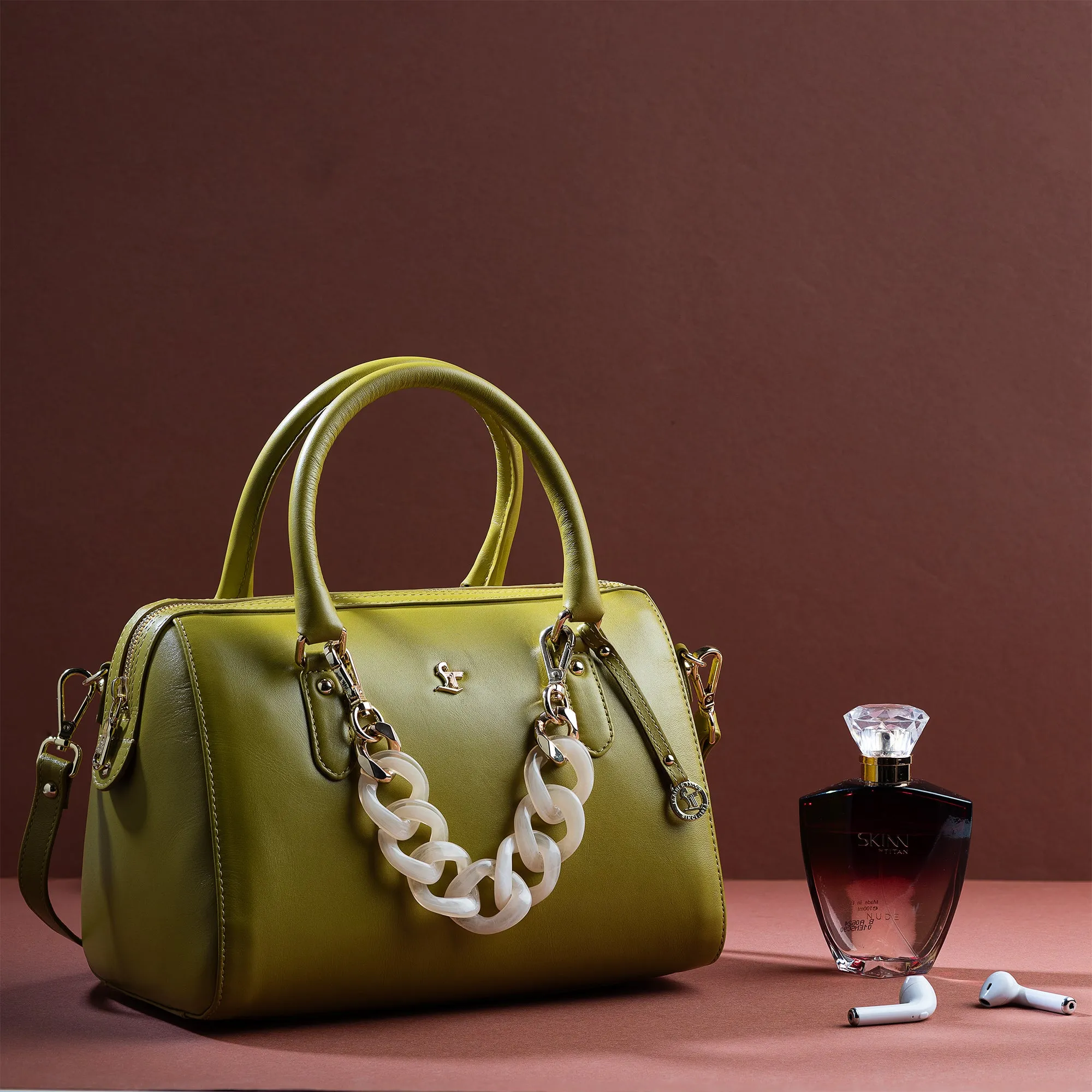 Enna - Sling Bag | Leather Handbag For Women |  Genuine Leather Ladies Bag | Color: Lemon Green