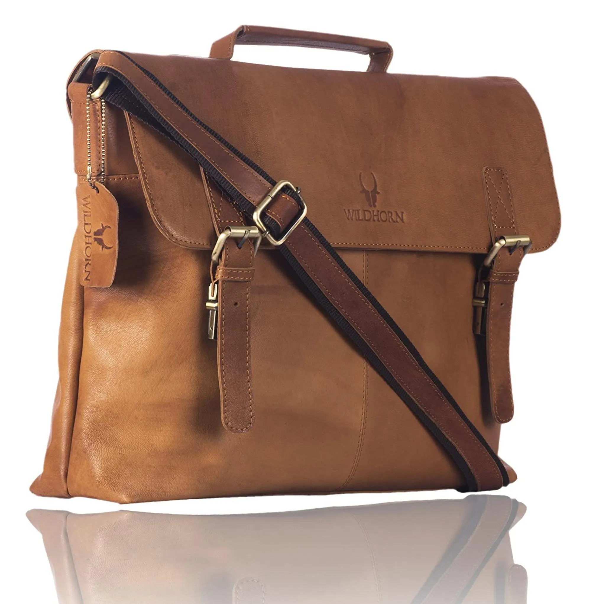 FAIRBANKS Leather Laptop Messenger Bag for Men