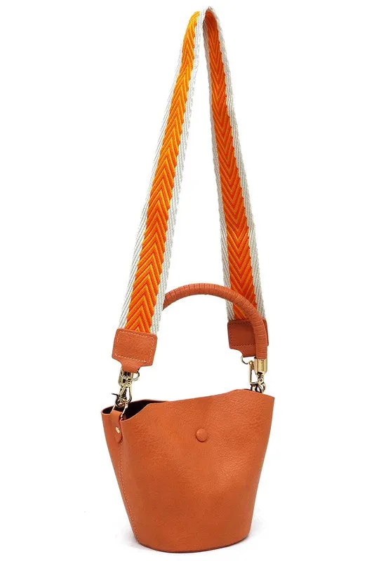 Fashion Bucket Crossbody Bag with Guitar Strap