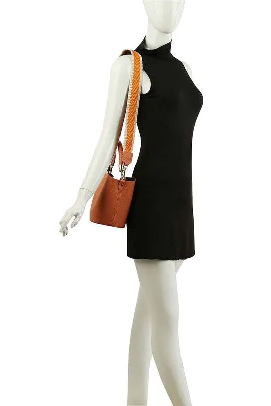 Fashion Bucket Crossbody Bag with Guitar Strap