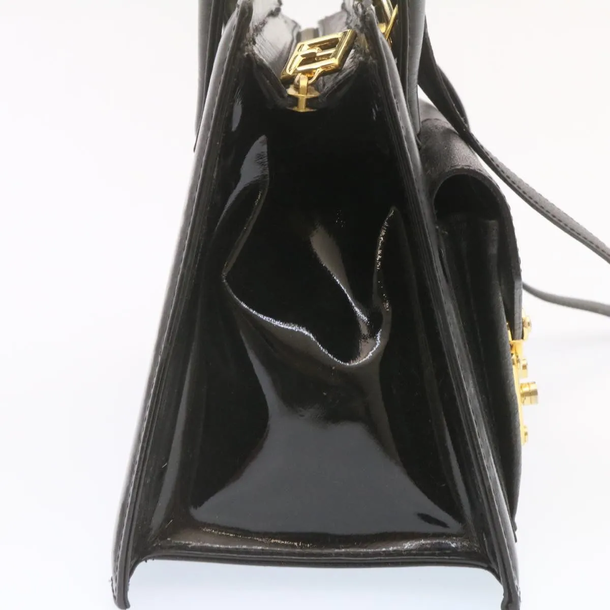 FENDI 2Way Hand Shoulder Bag Leather Black Auth ai073