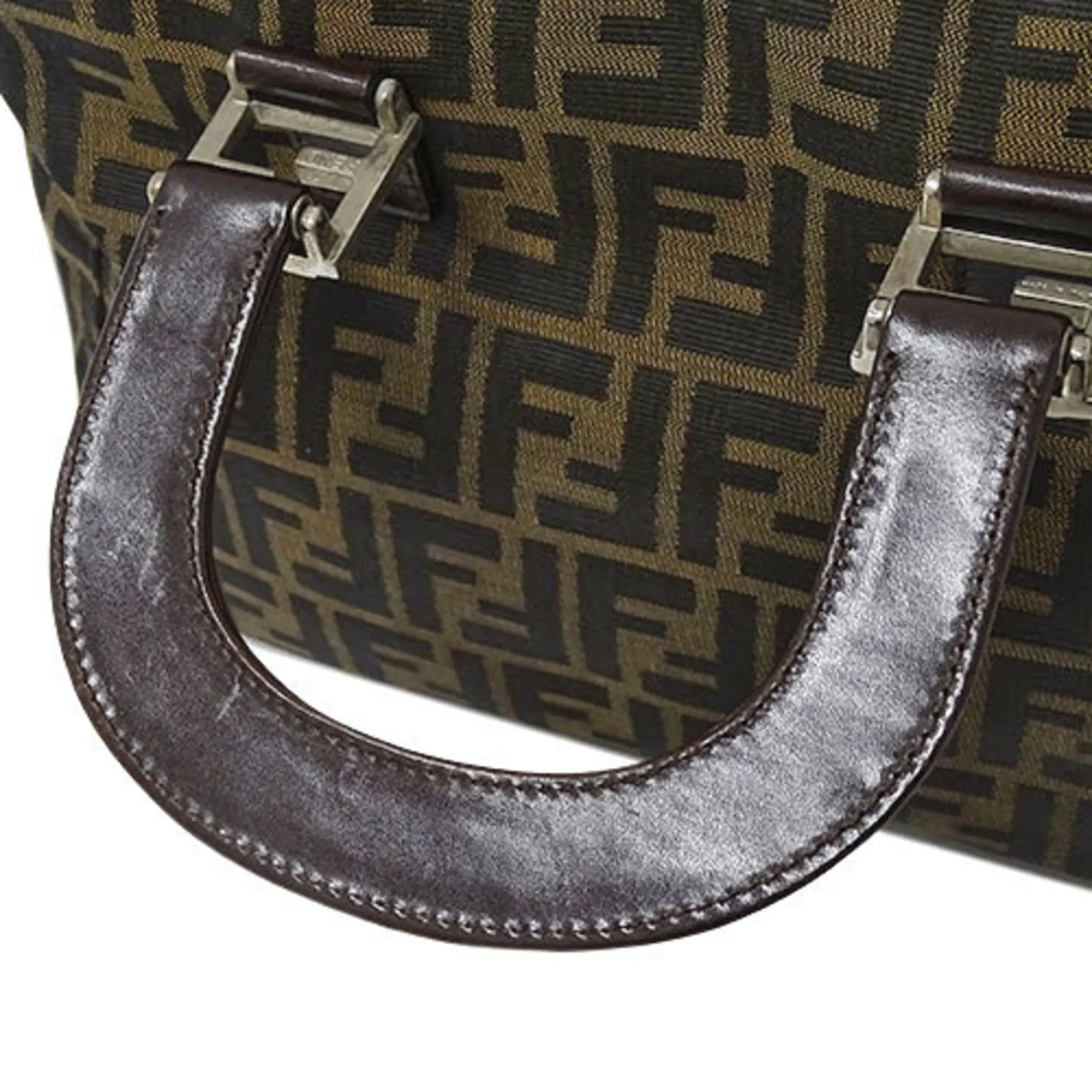 FENDI Bag Ladies Handbag Zucca Canvas Brown Khaki 26329 Compact