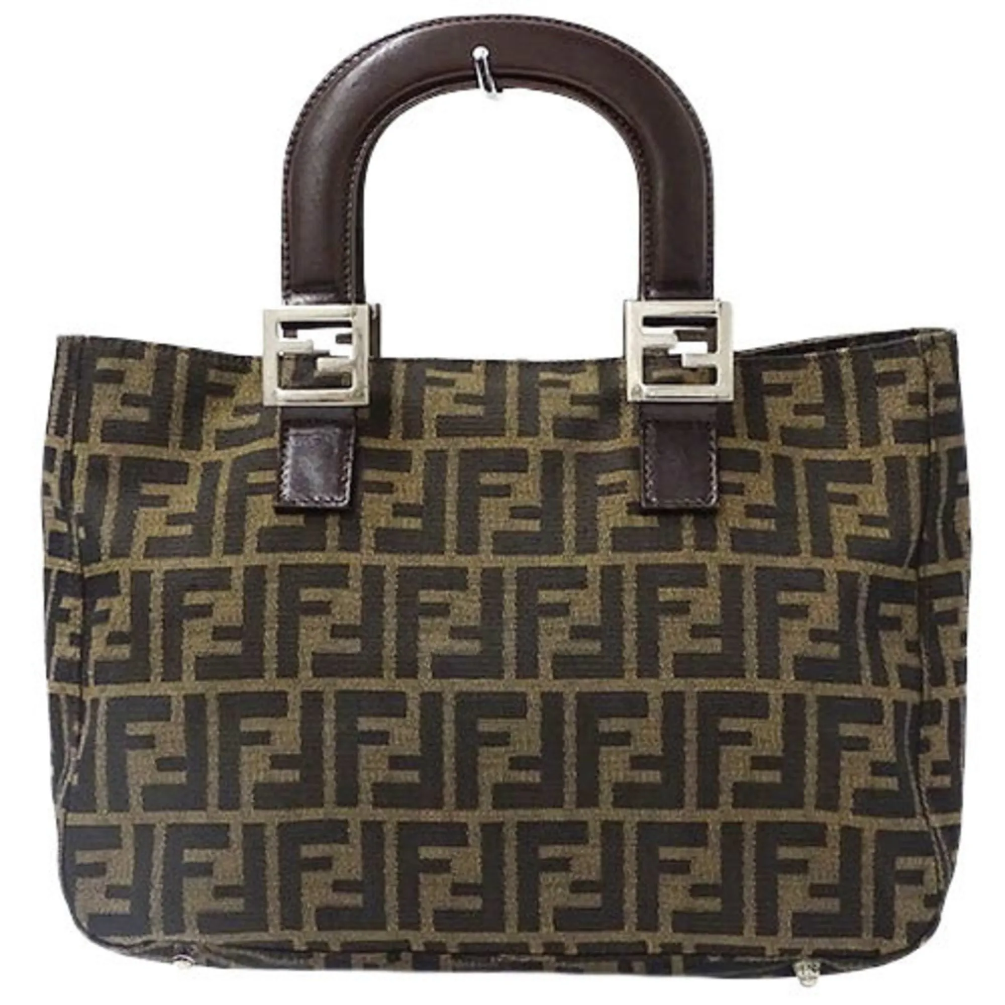 FENDI Bag Ladies Handbag Zucca Canvas Brown Khaki 26329 Compact