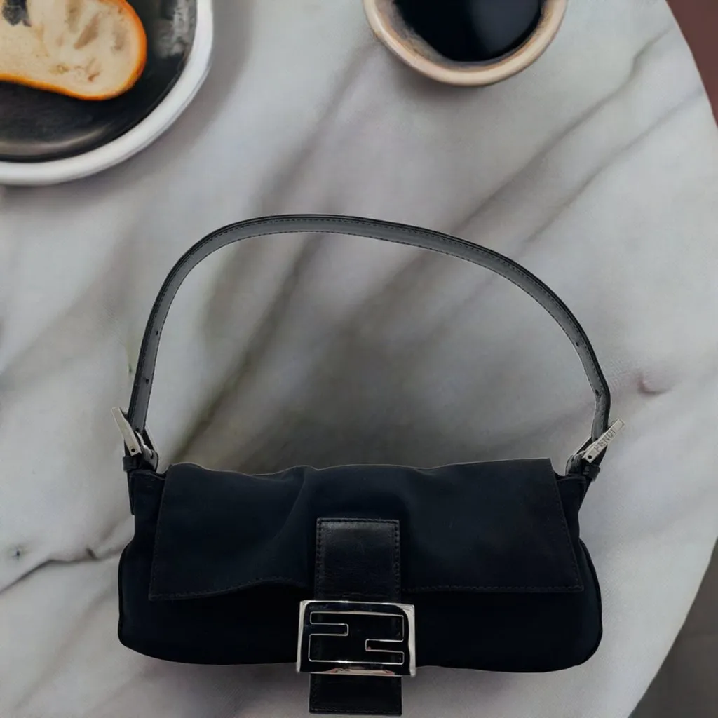 Fendi Baguette Bag Black Neoprene