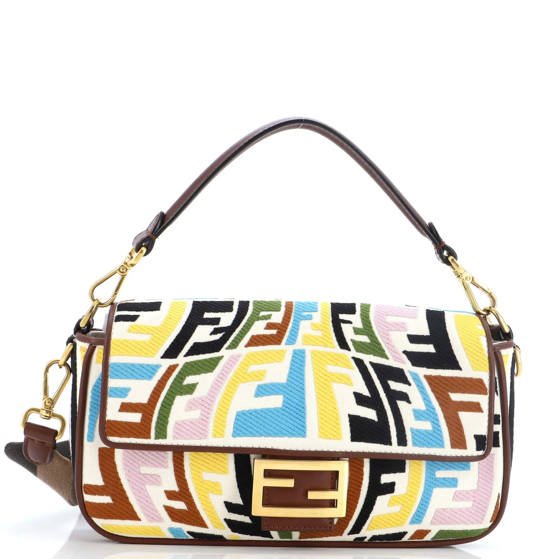 FENDI Baguette NM Bag Fish-Eye FF Embroidered Canvas Medium