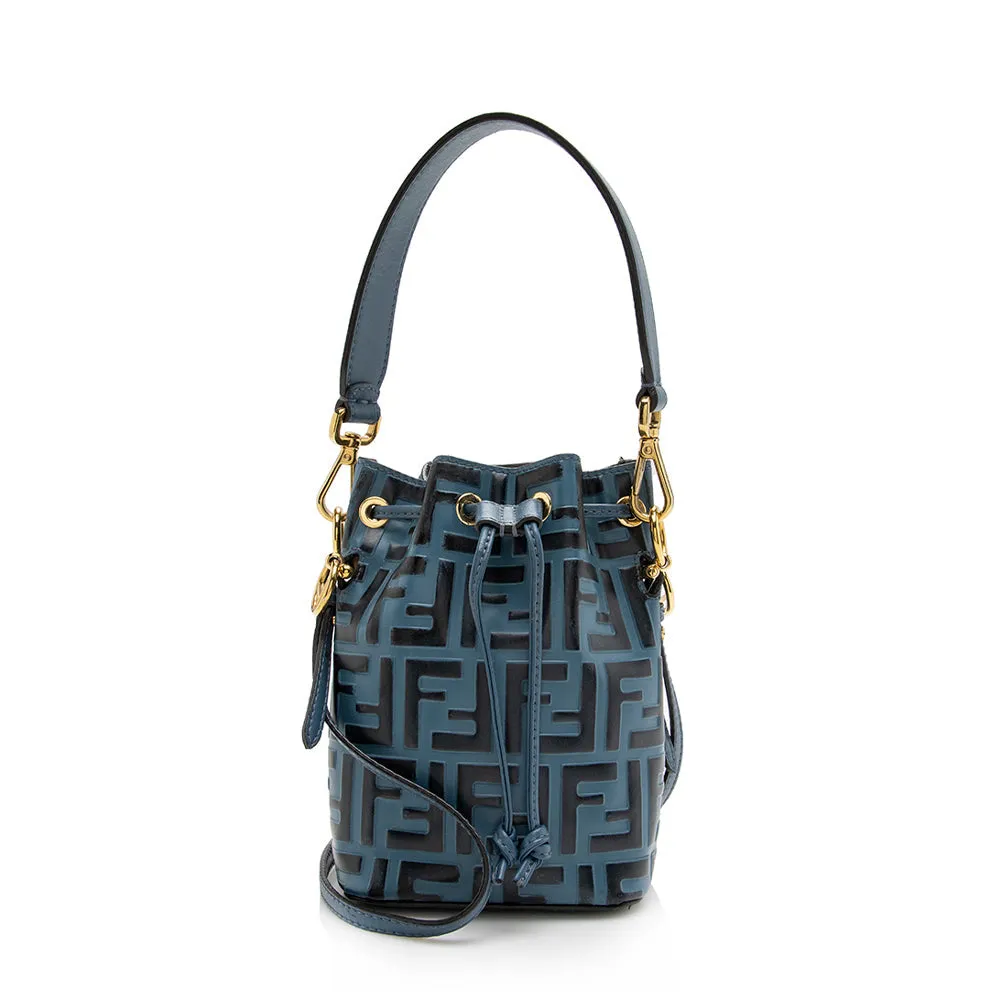 Fendi FF Embossed Calfskin Mon Tresor Mini Bucket Bag (SHF-16308)