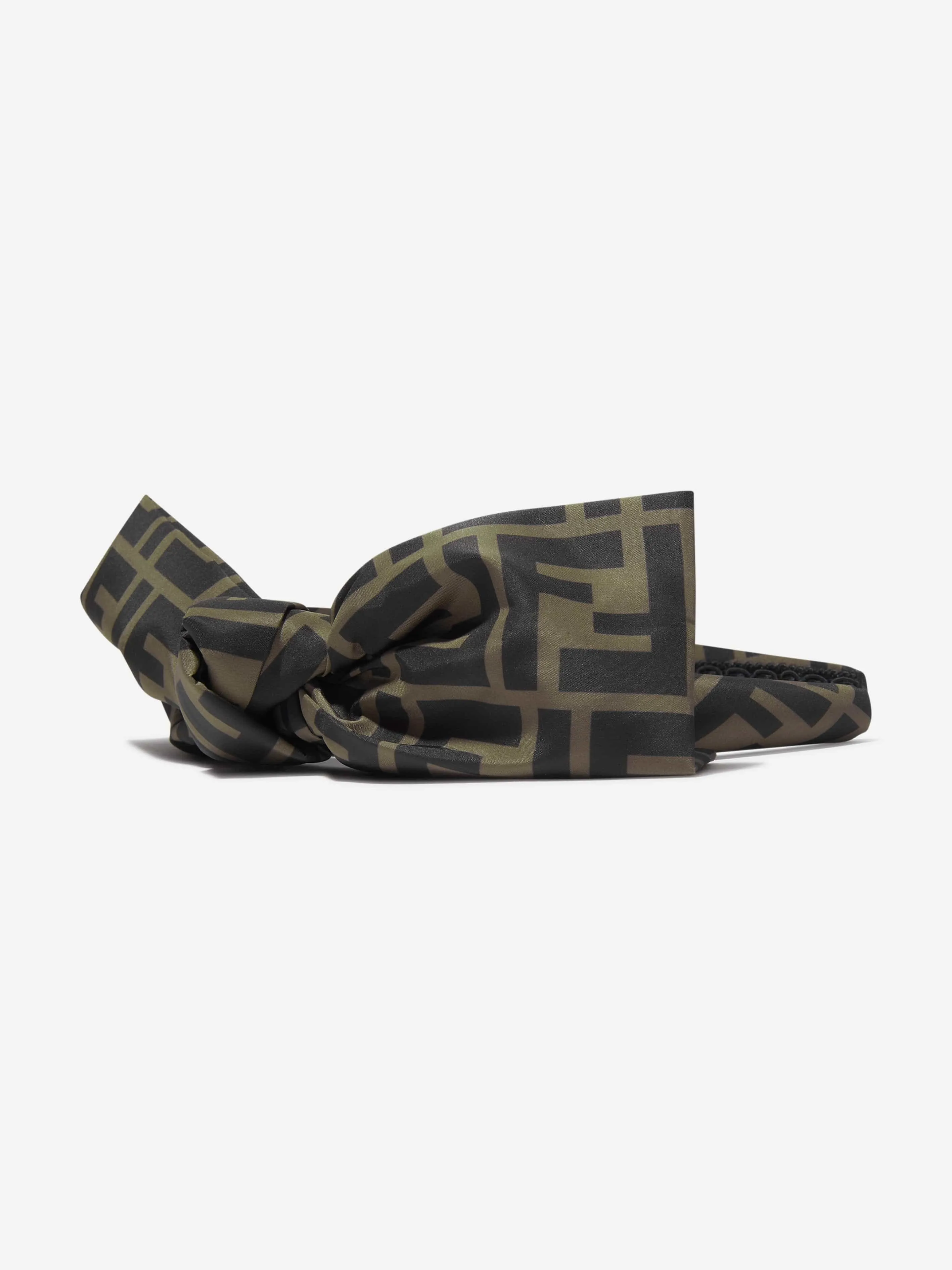 Fendi Girls FF Logo Bow Headband in Brown