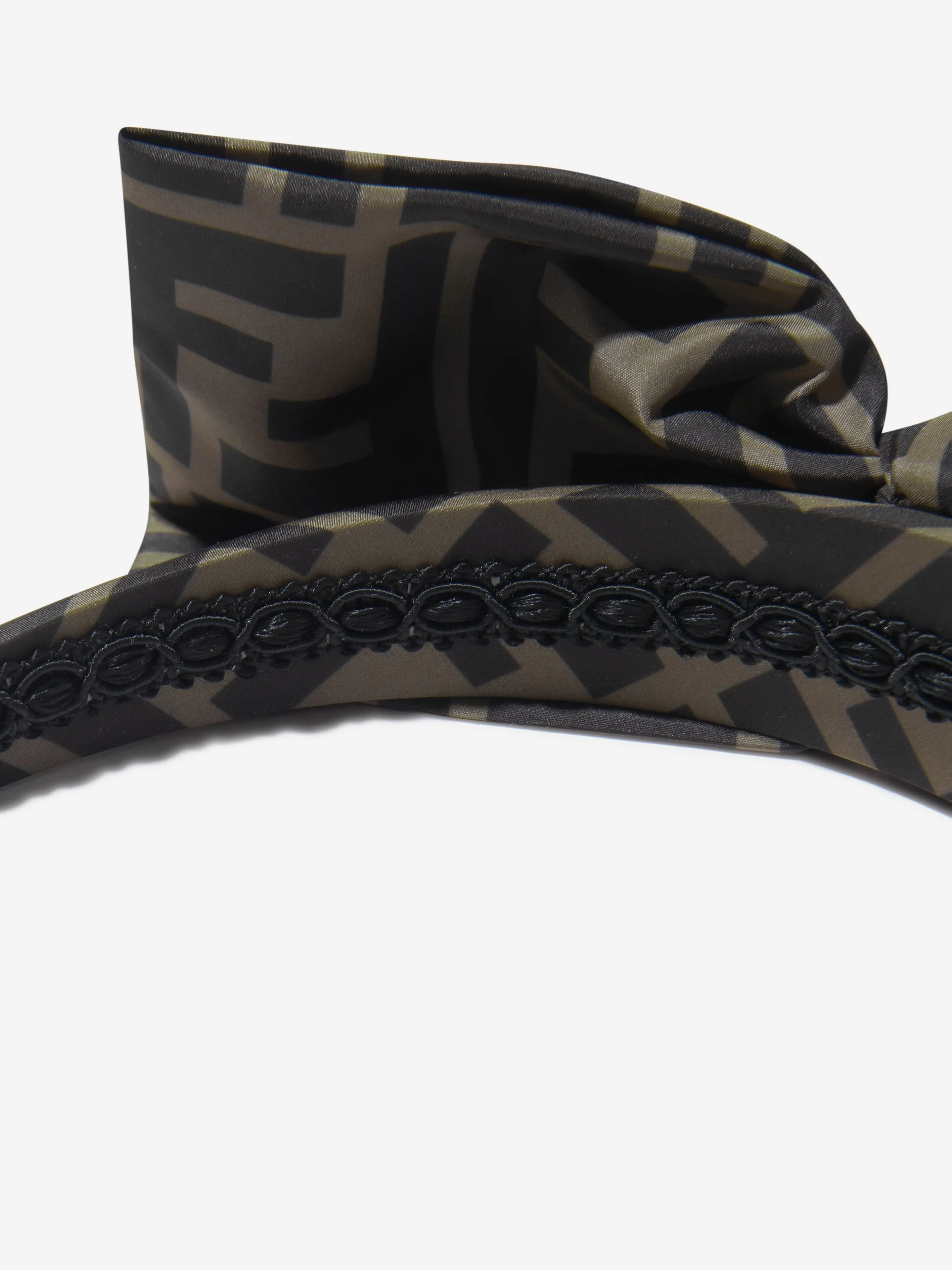 Fendi Girls FF Logo Bow Headband in Brown