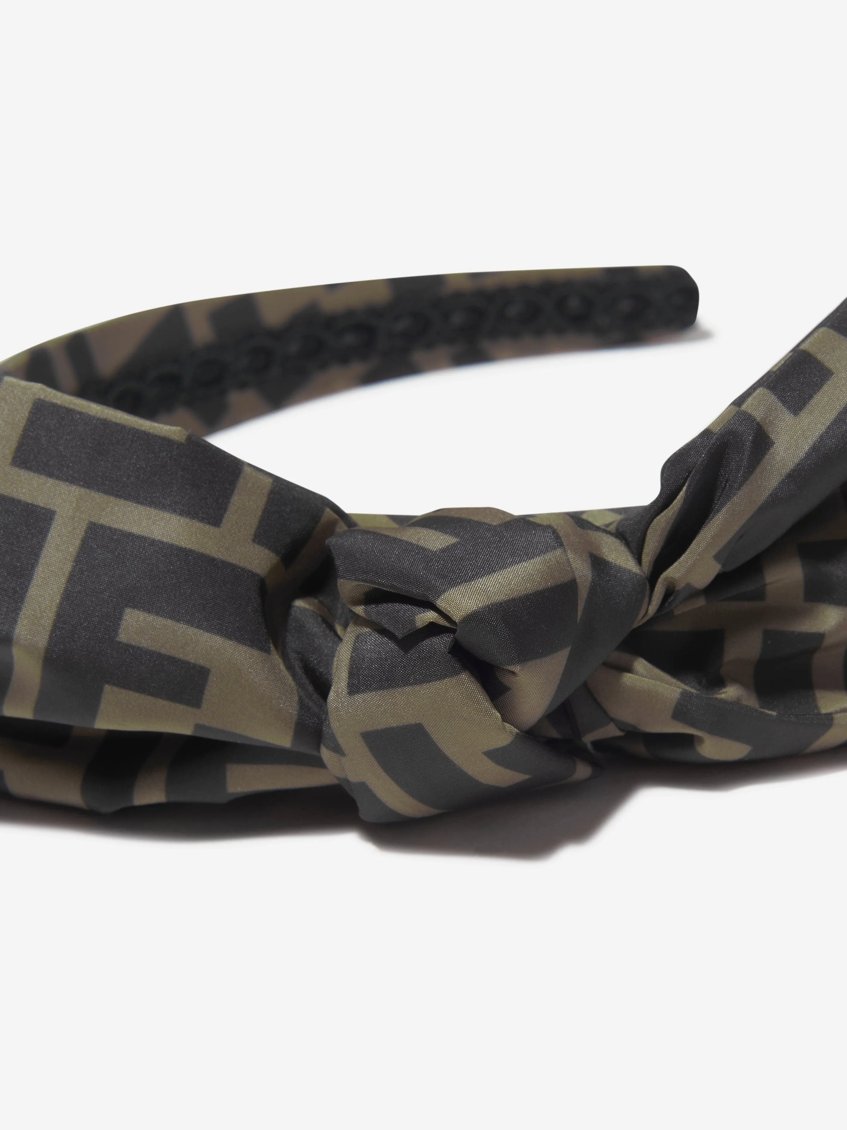 Fendi Girls FF Logo Bow Headband in Brown