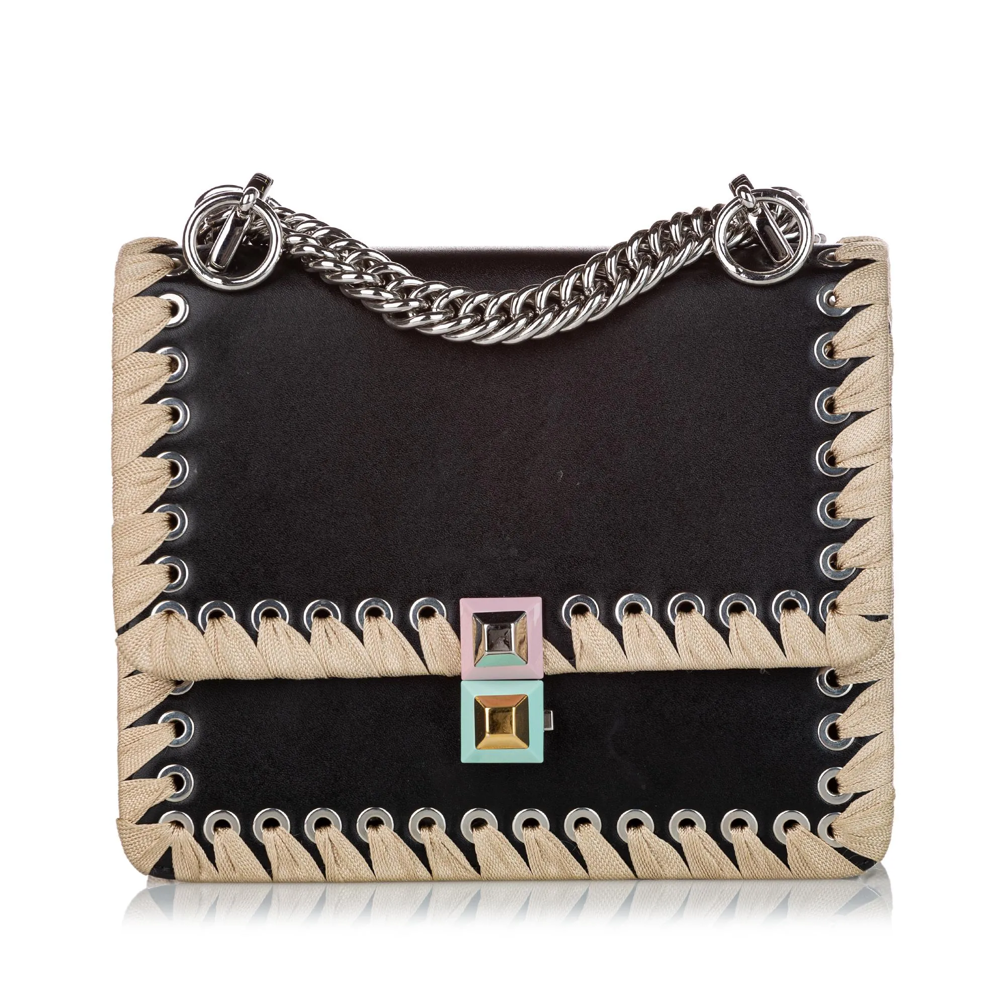 Fendi Kan I Lace Up Leather Crossbody Bag (SHG-27940)