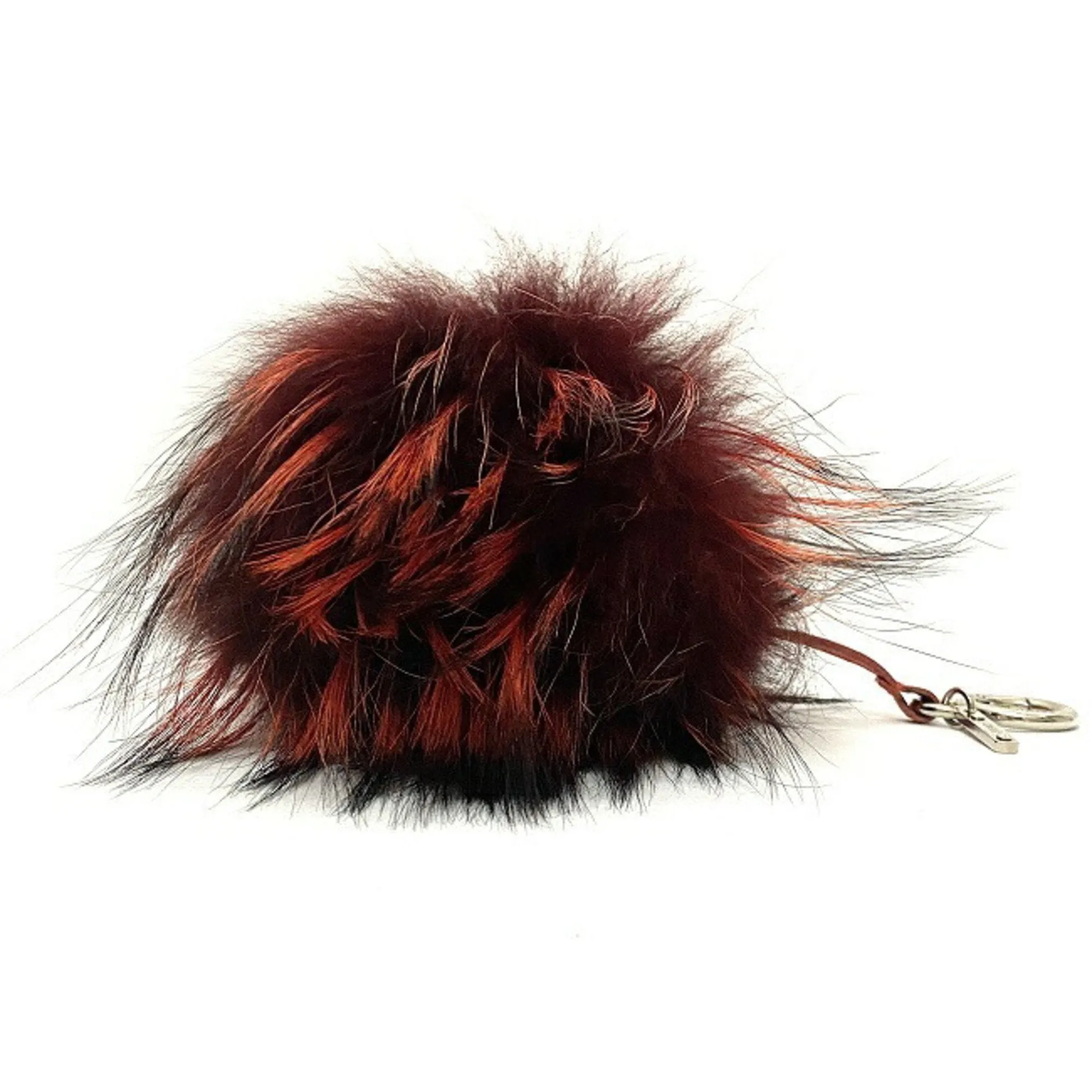 FENDI Keychain Bag Bugs Bordeaux Red Beige Silver Monster 7AR683 Fur Leather  Charm Kabuki Accent Impact