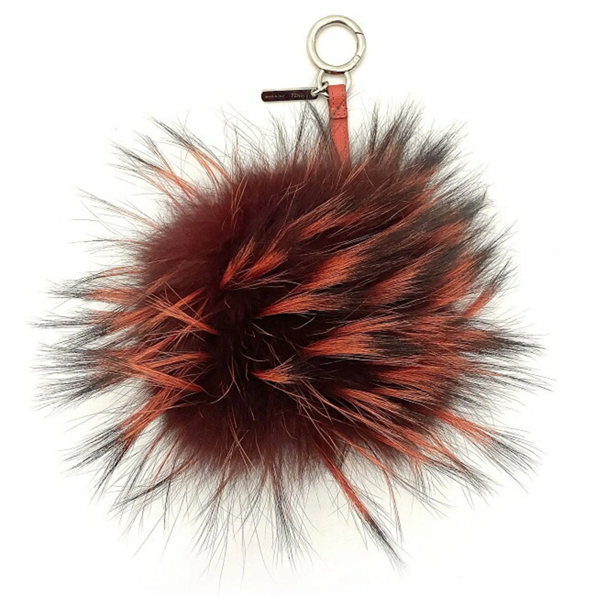 FENDI Keychain Bag Bugs Bordeaux Red Beige Silver Monster 7AR683 Fur Leather  Charm Kabuki Accent Impact