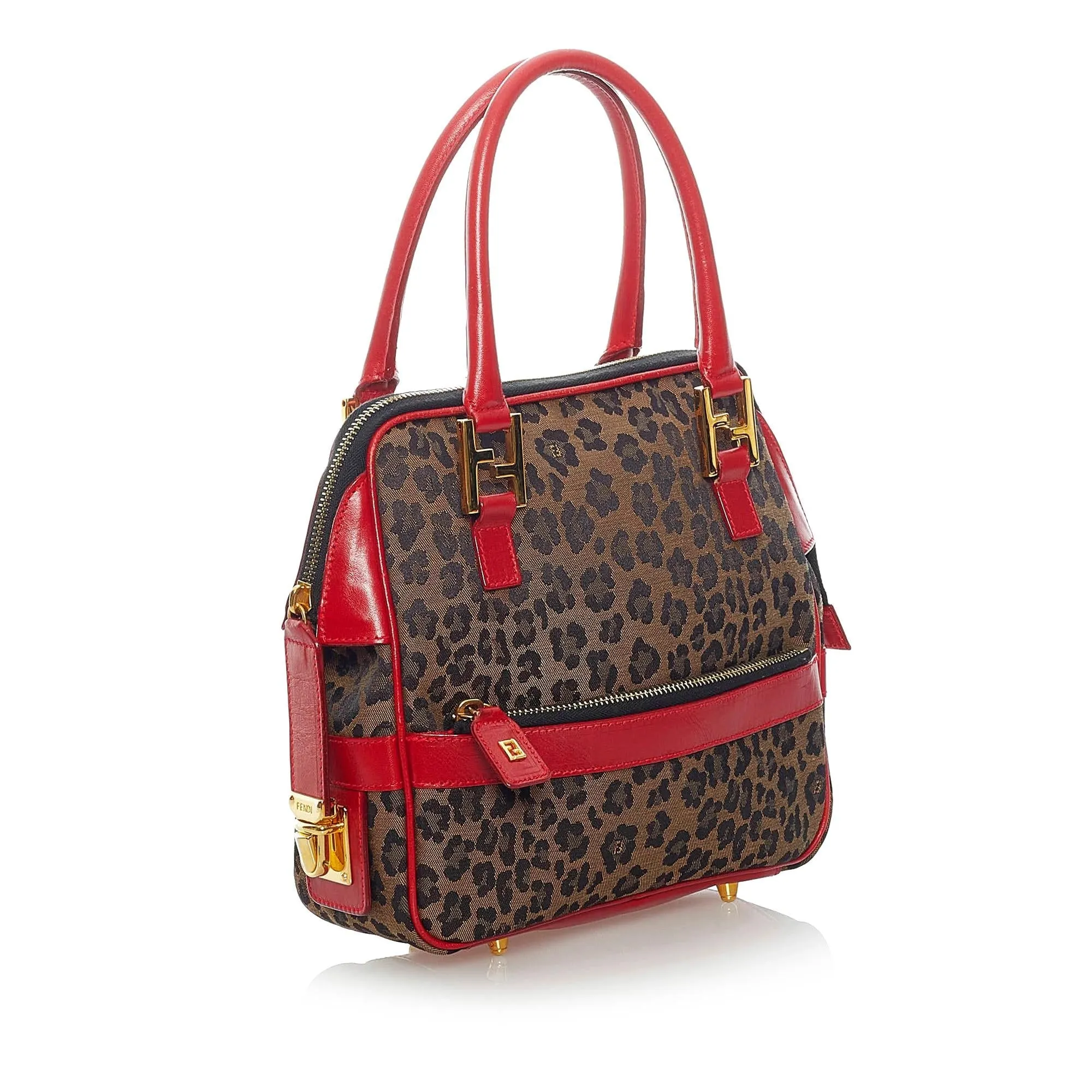 Fendi Leopard Print Nylon Satchel (SHG-32114)