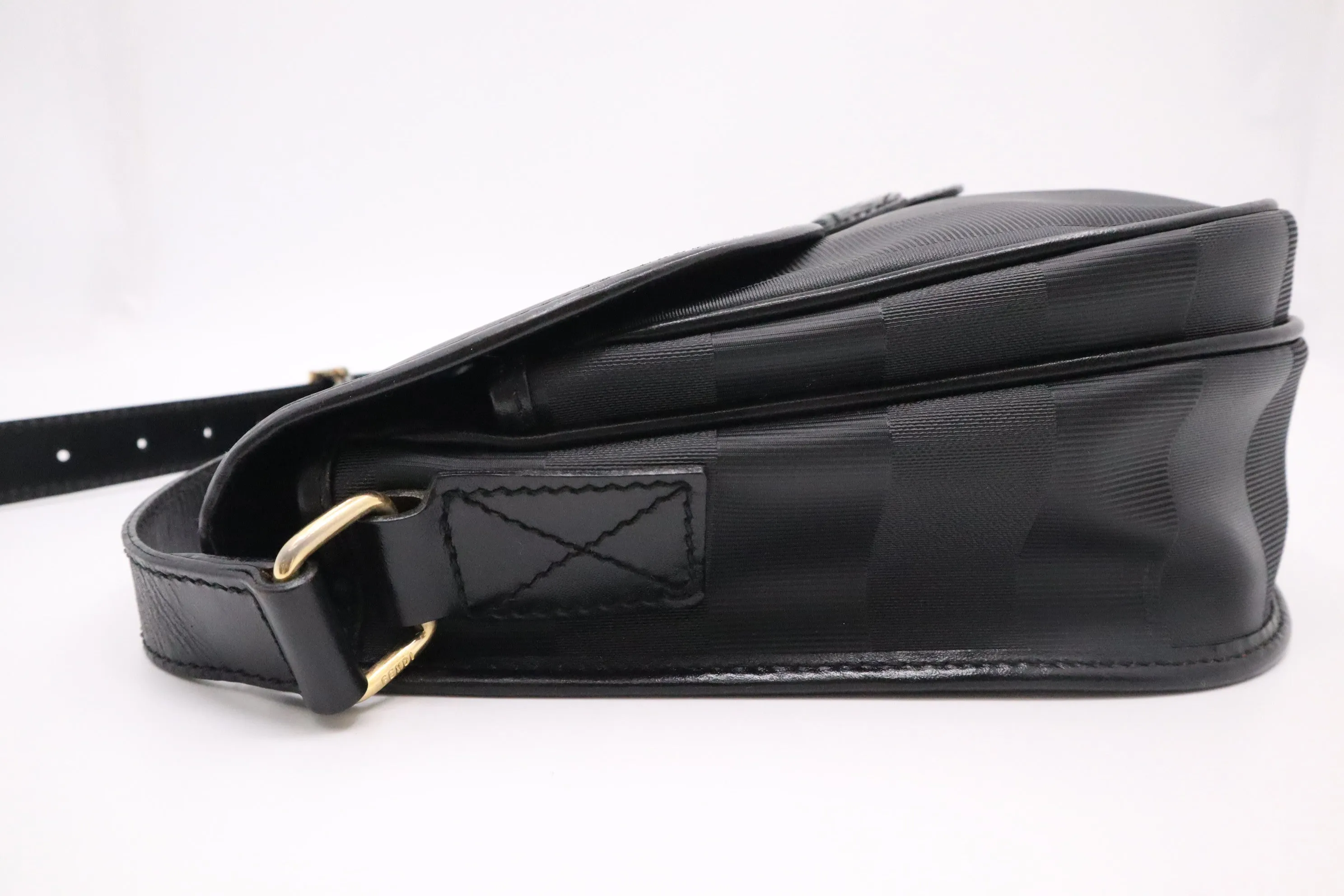 Fendi Medium Crossbody in Black Pequin Canvas